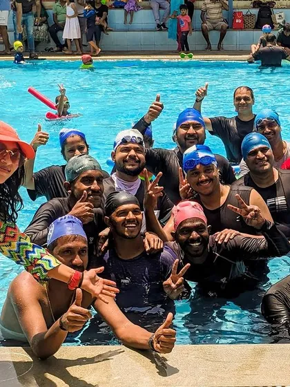 Nothing makes us happier than seeing our community come together. This photo captures the fantastic energy of our participants after a fun-filled aquatic fitness session at the Sportonix Sports Arena.