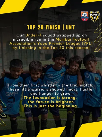 Our Under-7 squad after finishing in the Top 20 of the Mumbai Football Association's Yuva Premier League. A fantastic achievement for our little warriors.