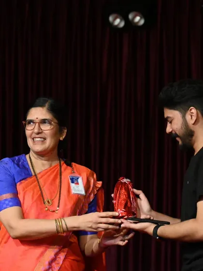 Being felicitated by the faculty at MKS School. It was an honor to be part of their inaugural cultural event and create lasting memories.