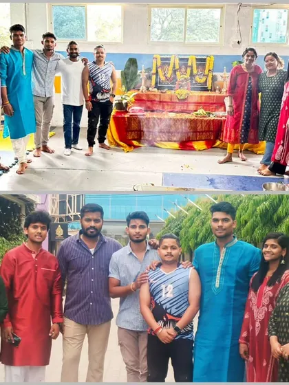 The coaching team posing together during the Ayudha Pooja festivities. These are the moments that strengthen our bond as the Elite Squad family.