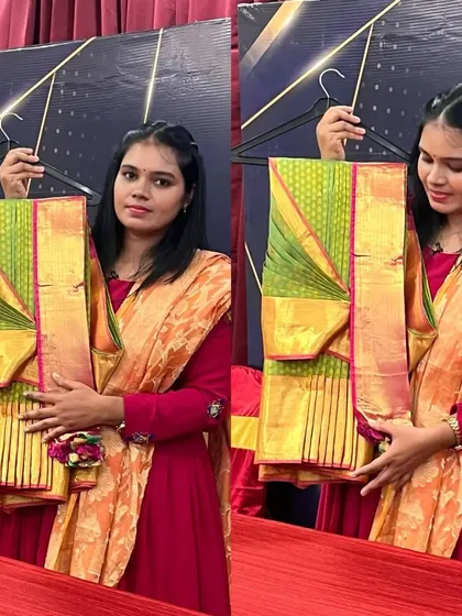 A demonstration of hanger folding from one of my workshops. This technique is perfect for keeping your sarees wrinkle-free and ready for any occasion.