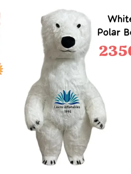 Our White Polar Bear mascot costume is made with textured fur to give it a realistic look. It's a great option for winter-themed events, Christmas carnivals, or environmental awareness campaigns.