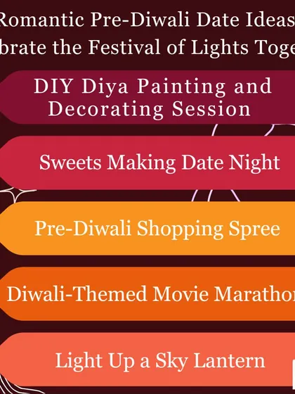 The days leading up to Diwali are perfect for romantic dates. This list offers five ideas to celebrate together, from a DIY diya painting session to a festive movie marathon.