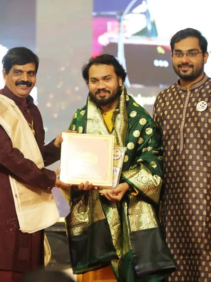 I was honored to receive this award after a tabla solo performance in Bangalore. I am deeply grateful for the love and blessings from the audience and my fellow artists.
