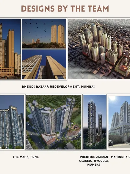 A collage showcasing some of our key large-scale projects, including the Bhendi Bazaar redevelopment and other major residential master plans in Pune and Mumbai.