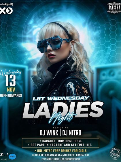 This Ladies' Night poster shows me collaborating with another DJ. I often work with other artists to create a dynamic and varied musical experience for the crowd.