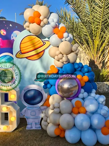 A detail shot of the light-up number '6' and the small astronaut cutout.