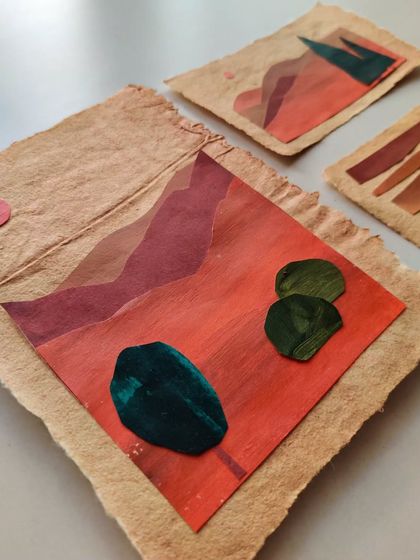 A close-up of the details. I love how the different shades of red and orange paper create a sense of depth in the mountains.