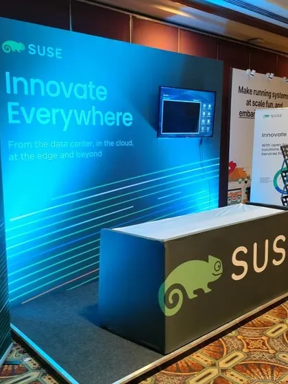 This is a clean, modern, and effectively branded exhibition stall I designed and executed for SUSE. My trade show services ensure your booth is not just a space, but a destination that attracts visitors and communicates your brand message clearly.