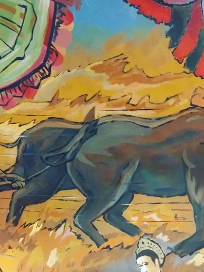 Another take on the Kambala theme, this time as part of a larger cultural collage for The Avatar Hotel. The style is more expressive, capturing the raw energy of the race.