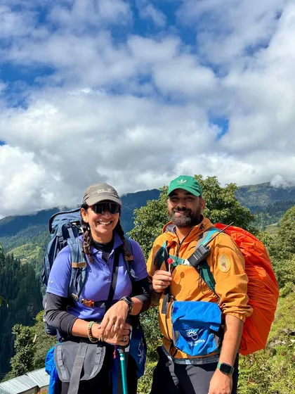 A couple enjoying the journey on the Buran Ghati trek. Adventures are always better when shared.