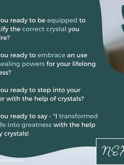 Are you ready to say "I transformed my life into greatness with the help of my crystals"? My course will give you the tools and confidence to do just that.