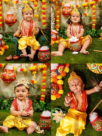 A collage of little Krishnas to announce the return of my Janmashtami mini photoshoot sessions.