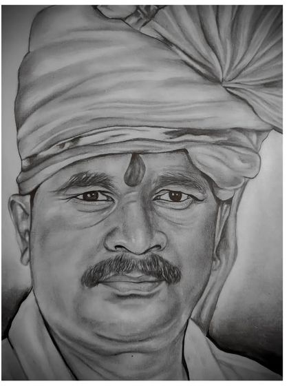 This is a commissioned graphite portrait of a gentleman in a traditional pheta. My goal was to create a respectful and classic pencil sketch, paying close attention to the intricate folds of the turban and the kind expression on his face.