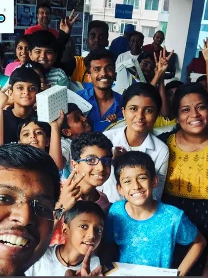 The heart of our program is the community of makers we build together. This photo captures the energy, friendship, and shared passion for technology that defines our Maker Labs, where students and mentors celebrate their learning journey.