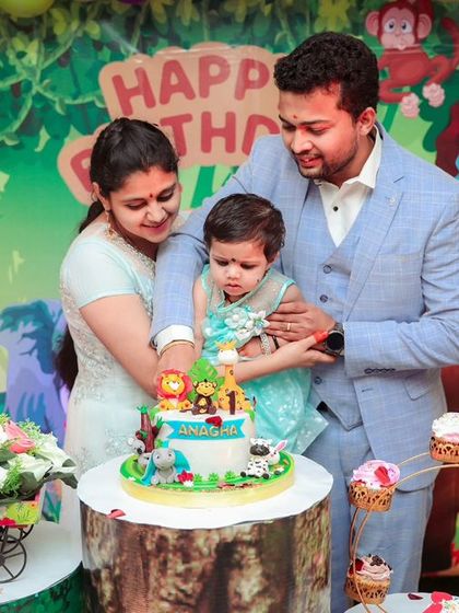 A magical 'Princess' themed birthday party, with elegant decor, shimmering backdrops, and royal props, making every little girl feel like royalty.