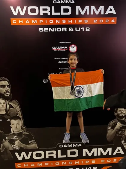 This is what happens when dedication meets opportunity. Our fighter, Mishty Pandya, holding the Indian flag high after winning a silver medal at the GAMMA World MMA Championships. We don't just dream of greatness; we travel the world and earn it. This is the level we push our students to achieve.