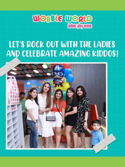 A group of moms enjoying a day out with their kids. Wobble World is a great place for parent groups and social gatherings.