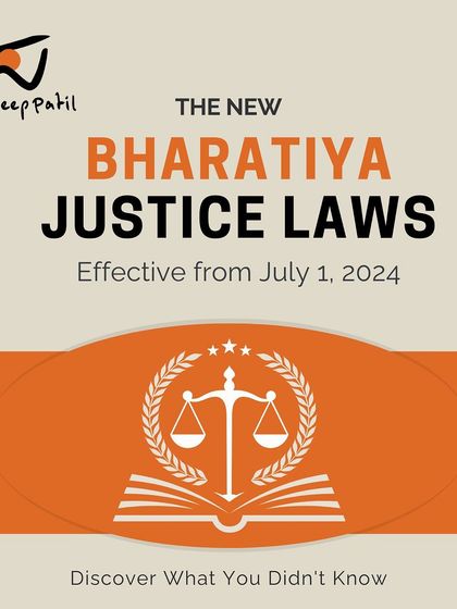 A post announcing the new Bharatiya Justice Laws, effective from July 1, 2024. This is a moment of historic transformation for India's justice system.