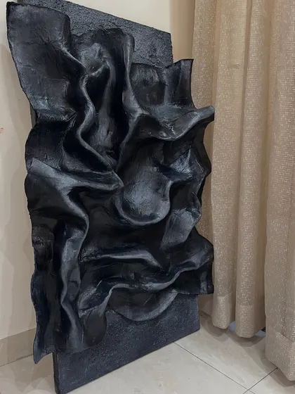 This piece was a labor of love, taking almost five months to complete. The deep, flowing textures on this 30" x 48" sculptural artwork create a dramatic play of light and shadow. It’s a testament to the patience and detail that goes into each custom commission.