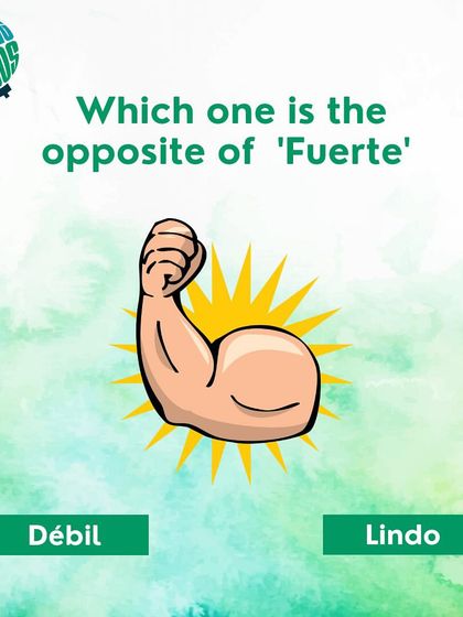 Let's find the opposite of 'fuerte' (strong). Is it 'débil' or 'lindo'?