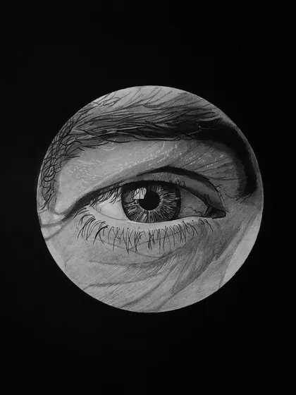 A hyper-realistic eye sketch from my personal collection. I love exploring the details and textures of the human eye.