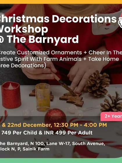 A Christmas Decorations Workshop at The Barnyard, where kids could create customized ornaments while enjoying the farm animals.