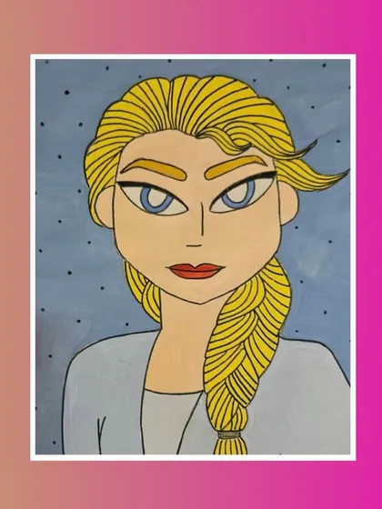 A lovely portrait of Elsa from Frozen. This student did a great job capturing her iconic braided hair and expression.