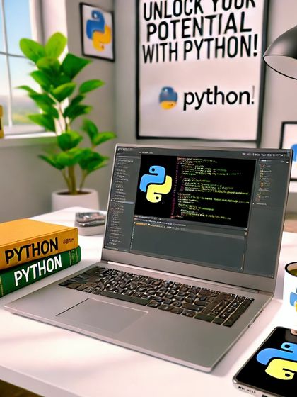 A visual representation of a perfect Python learning setup. My courses provide the environment and resources you need to unlock your potential with Python.
