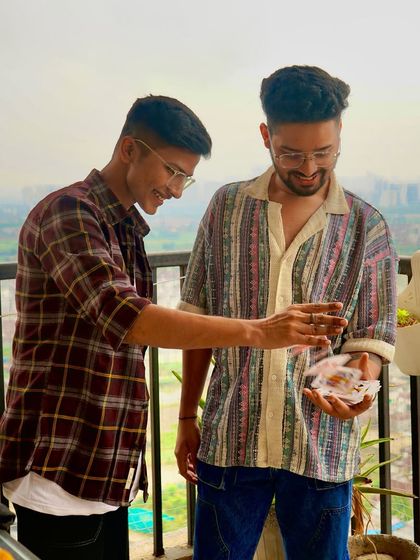 Performing a trick for RJ Tushar. Magic is a universal language, and it's always fun to see the reaction, no matter the platform.