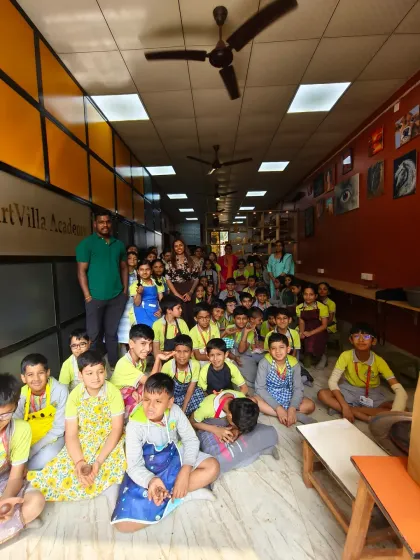 A group photo with the students from Gopal's Garden School after a fun-filled day of learning and creativity. It was a wholesome and joyful experience for them and for us.