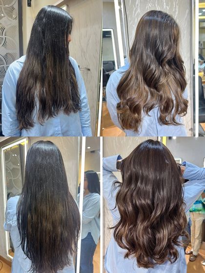 A before and after guide to our Chocolate Mocha Brown transformation. This is a perfect reference for your next salon visit.