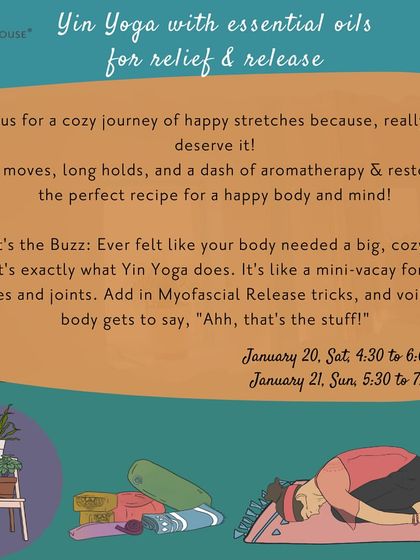 Give your body a big, cozy hug with our Yin Yoga and essential oils session. This class combines long, gentle holds with aromatherapy for the ultimate relaxation.
