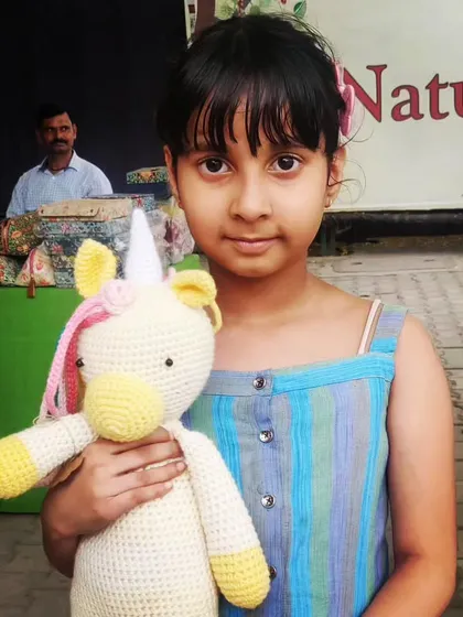 Another sweet moment captured with one of my handmade unicorn dolls. These toys are designed to be safe and soft, perfect for becoming a child's favorite companion.