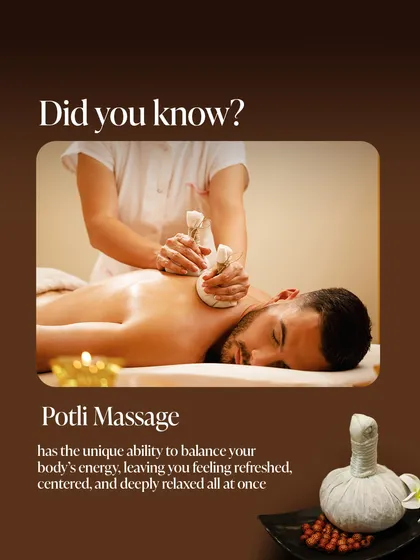 Discover the ancient healing of Potli Massage. We use heated herbal pouches, or potlis, to help balance your body's energy, leaving you feeling refreshed, centered, and deeply relaxed all at once.