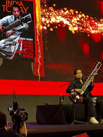 On stage at the India Today Conclave in Mumbai. It was a huge honor to demonstrate my vision of taking Indian classical music to the masses on such a prestigious platform.