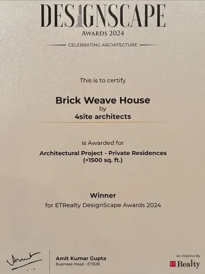 I was incredibly proud to accept the DesignScape Award for the 'Brick Weave House'. This national recognition for a private residence under 1500 sq. ft. reinforces my belief that thoughtful, innovative design can make an impact at any scale.
