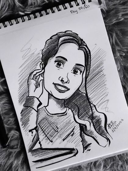 A simple and sweet caricature portrait. Sometimes a gentle expression is all you need to capture someone's essence.