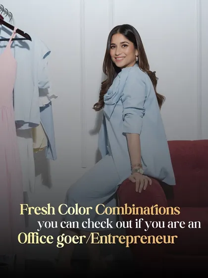 A title card for my guide on fresh color combinations for the office-goer or entrepreneur. Dressing for success starts with the right colors.