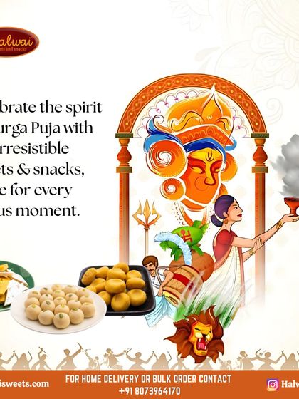 Celebrate the spirit of Durga Puja with our irresistible sweets and snacks. Our platters are made for every joyous moment of the festival, featuring pedas and barfis.