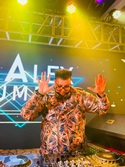 Killing the drip. This photo showcases one of my custom jackets, a key part of my on-stage look. The vibe is locked and I'm ready to drop the beats.