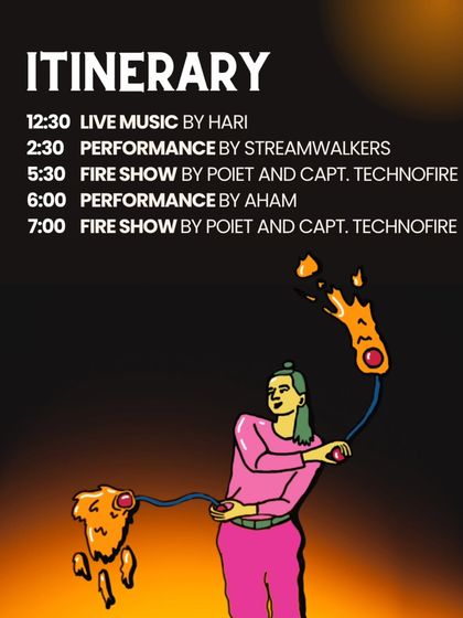 Plan your day around our exciting performances. This itinerary from a past carnival shows our lineup of live music and spectacular fire shows, ensuring the energy stays high throughout the event.