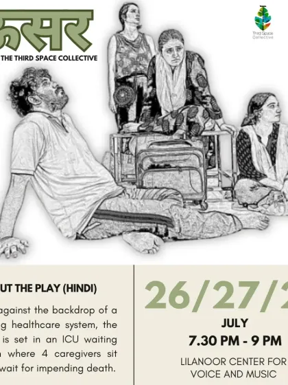 A promotional poster for the Hindi play 'ऊसर'. We are proud to host socially relevant productions that spark conversation, and our venue provides the right intimate atmosphere for such powerful topics.