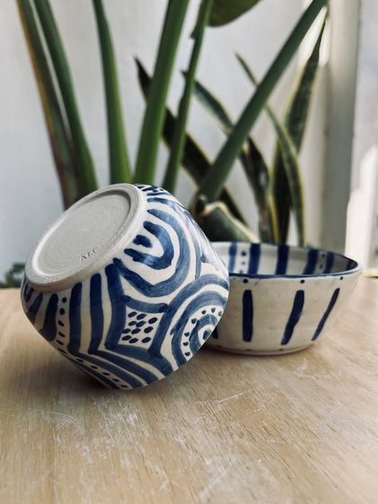 These hand-painted bowls show off some serious talent. The bold, graphic patterns are so eye-catching.