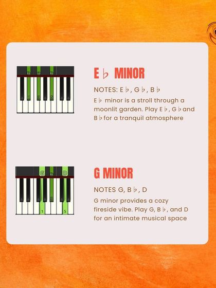 Finally, the Eb minor and G minor chords can evoke a tranquil, moonlit garden or a cozy fireside vibe.