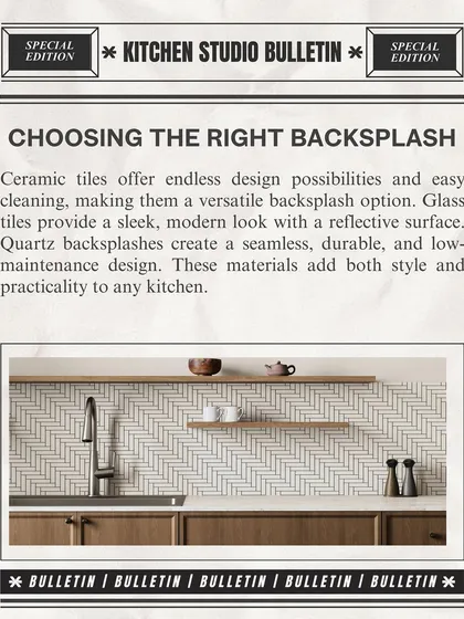 Choosing the right backsplash is key. We offer options from easy-to-clean ceramic tiles to modern glass and seamless quartz to match your style and needs.