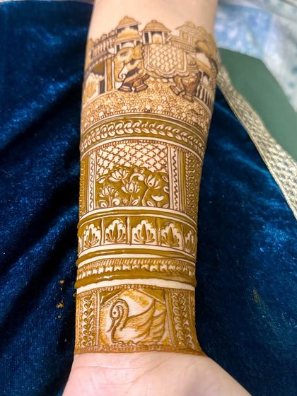 More examples of my work featuring architectural elements like domes, palaces, and windows, often combined with traditional motifs like peacocks and elephants.