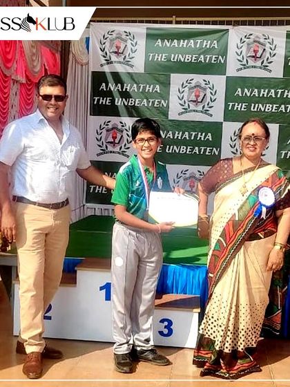 Standing tall on the winner's podium. We congratulate our student Ahaan for his massive achievement at the Delhi World Public School interschool chess competition.