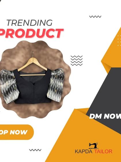 Trending product alert! This graphic highlights our popular black puff sleeve blouse, a must-have for your wardrobe.