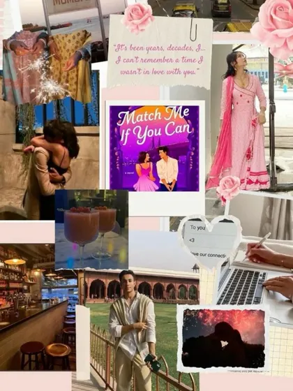 A beautiful moodboard created by a reader for *Match Me If You Can*, capturing the friends-to-lovers, childhood sweethearts vibe of the book.